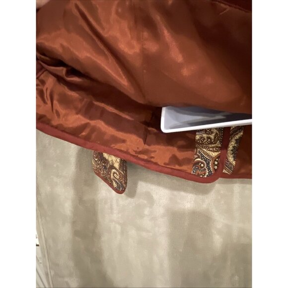 Silk‎ Land  Women Sz PL JacketCreamy/Brown  Floral Paisley Pleated Quilt Lined - Picture 8 of 15